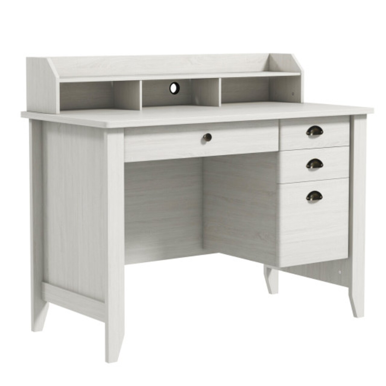 Computer Desk with Storage Vintage Design, Shelves and 4 Drawers